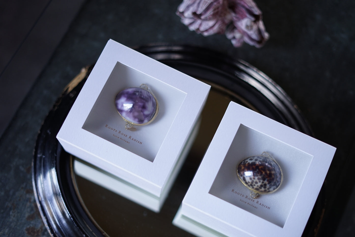 ROOTS ROSE RADISH ソリッドパフューム J〈ジャスミン&クラリセージ〉 バイオレットシェル ミニサイズ